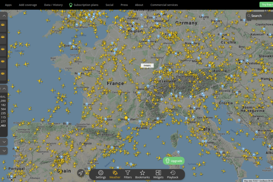 Flightradar24, le trafic Aérien en Temps Réel