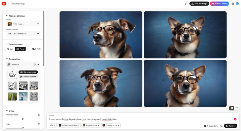 Interface de Adobe Firefly