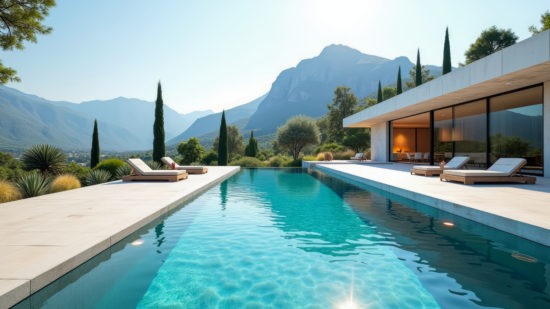 Architecture d'une maison moderne avec une piscine