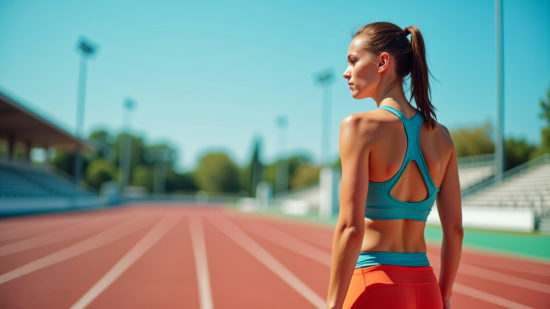 une femme sportive se prépare pour un sprint