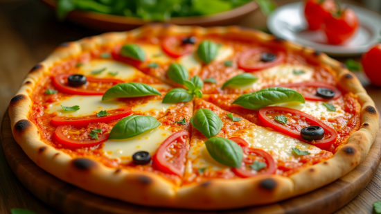 Une pizza joliement décorée