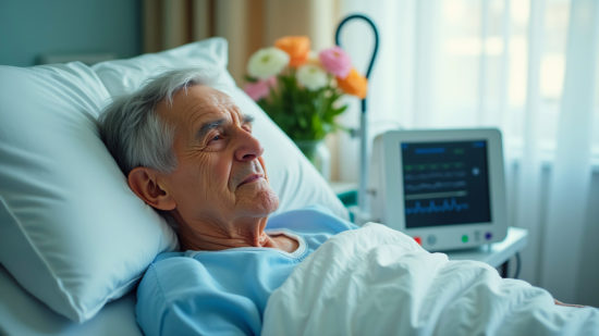 Un homme dans un lit d'hôpital
