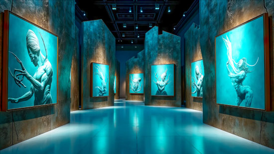 Un musée avec des tableaux